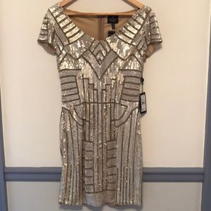 Adrianna Papell Short Beaded Dress
